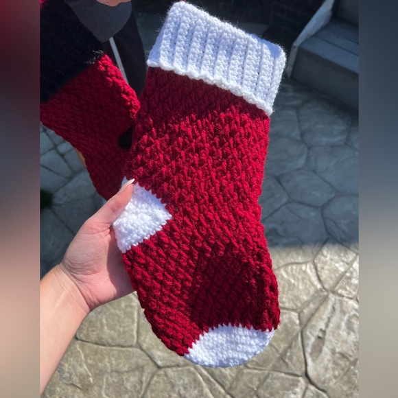 Hand Crocheted Traditional Christmas Stockings With Customizable Name Tag! - Picture 8 of 17